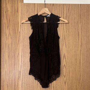 Elegant Black Lace Bodysuit